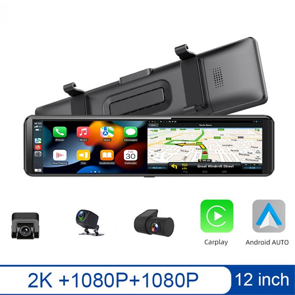 Binize Rearview Mirror Dash Cam with CarPlay & Android Auto——T70