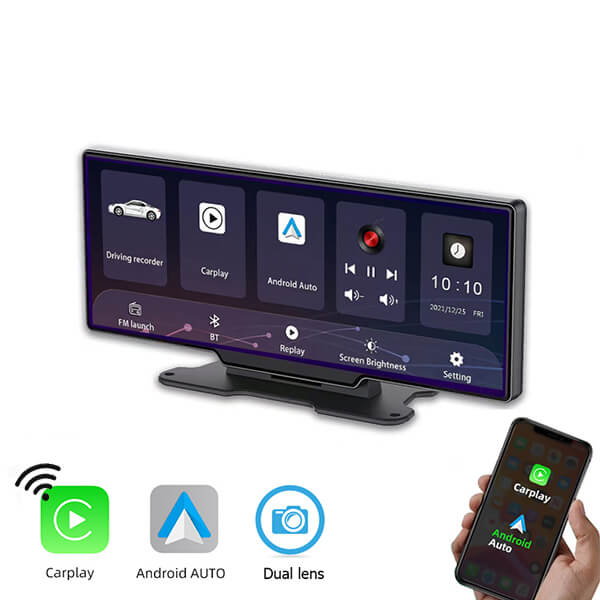 Smart Mirror with Wireless Apple CarPlay Android Auto and Dashcam