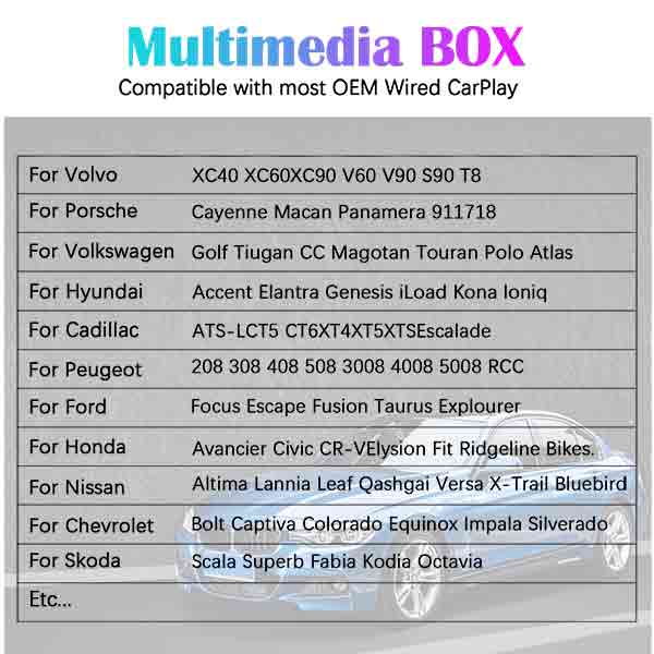 Adaptador inalámbrico Binize CarPlay para coche con CarPlay con cable original