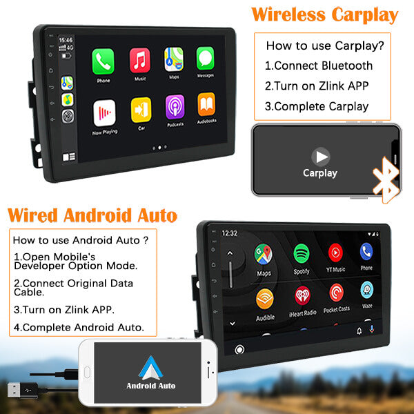 Double Din Android Car Stereo for GMC Enclave Hummer H2 with Wireless CarPlay