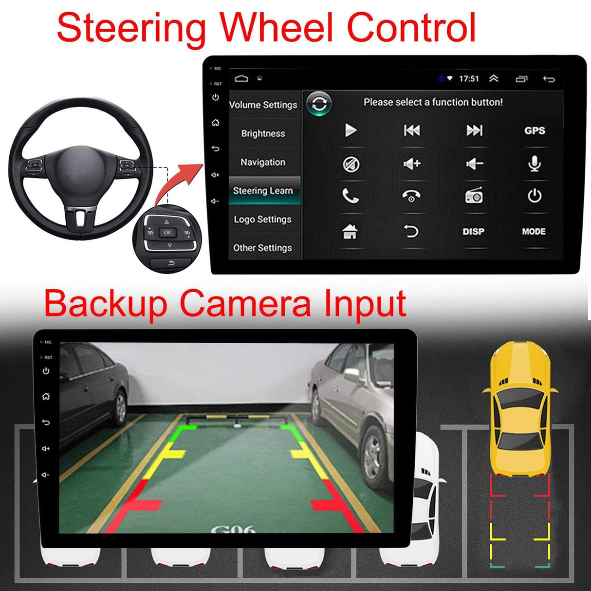 Binize 10 inch Binzie Android 10 Car Radio with Apple Carplay and Android Auto, 10 Inch Touch Screen Double Din Multimedia ,AM,FM,RDS,DSP,GPS Navigation,Bluetooth,Wifi,Backup Camera Input,Mirror Link