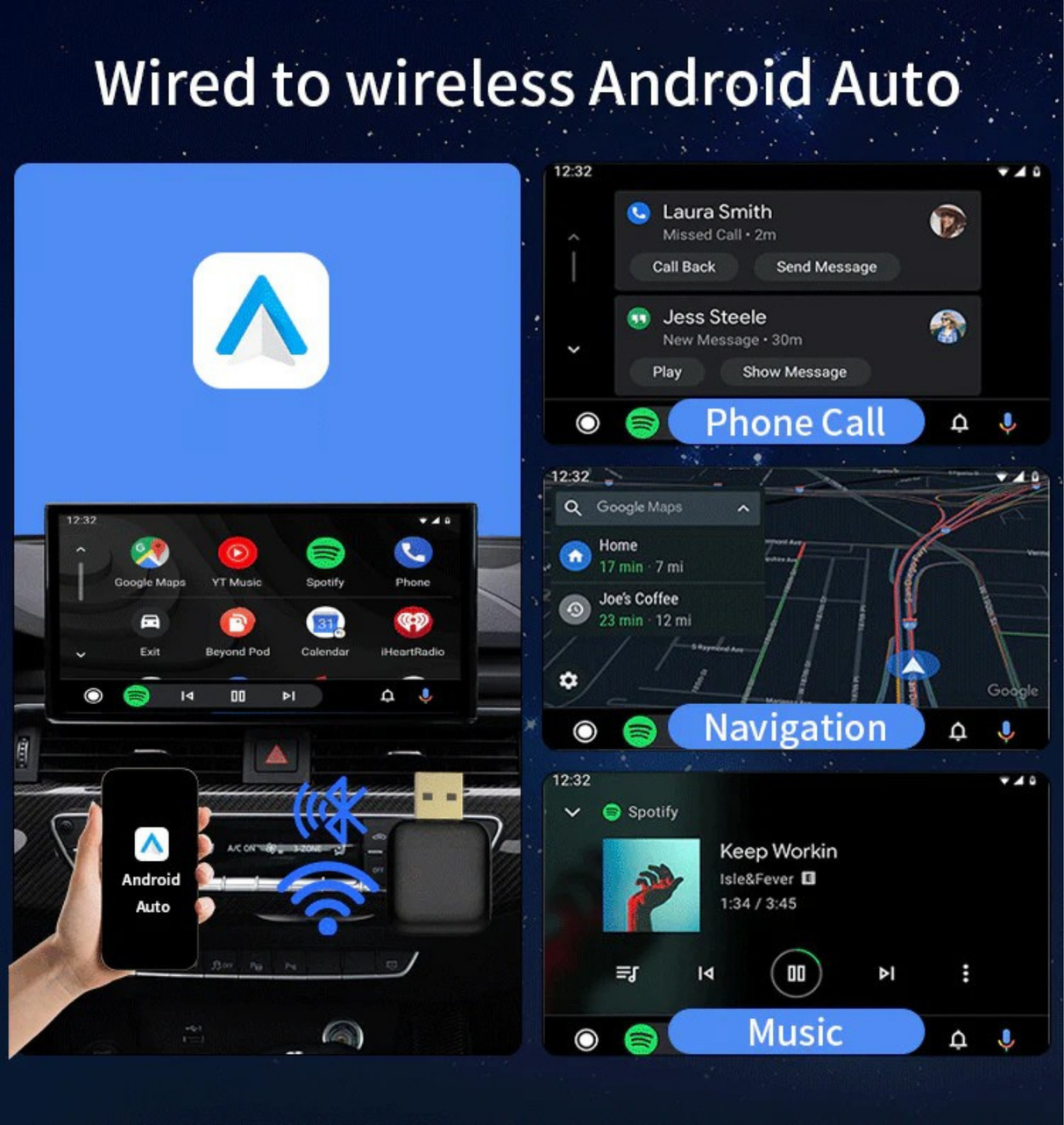 Binize Wireless CarPlay/Android Auto Adapter for Vehicle with  Factory Wired CarPlay/Android Auto
