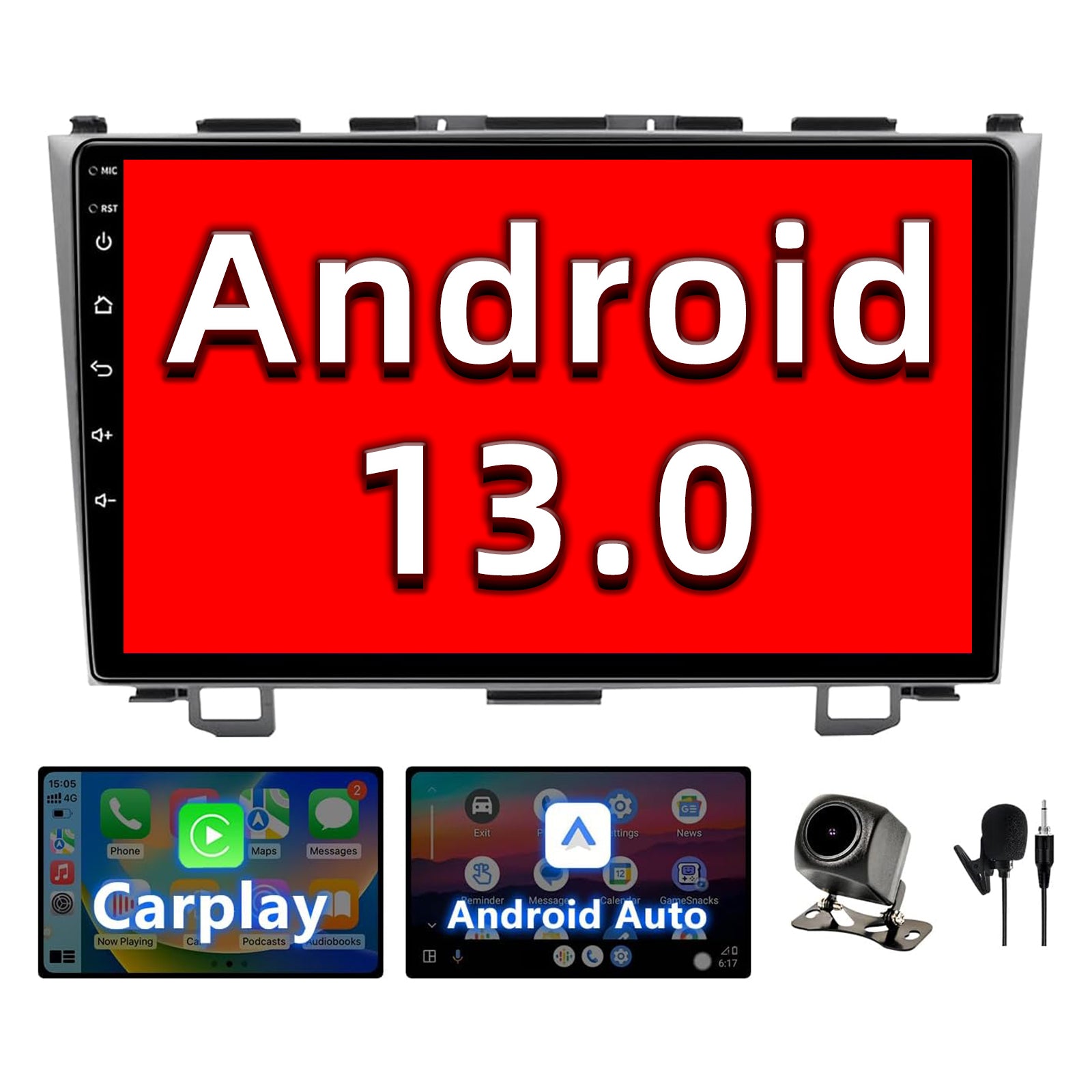 Podofo 9" Android 15 Car Stereo – Honda CR-V 2007-2011 – Wireless CarPlay, GPS, 2+32GB