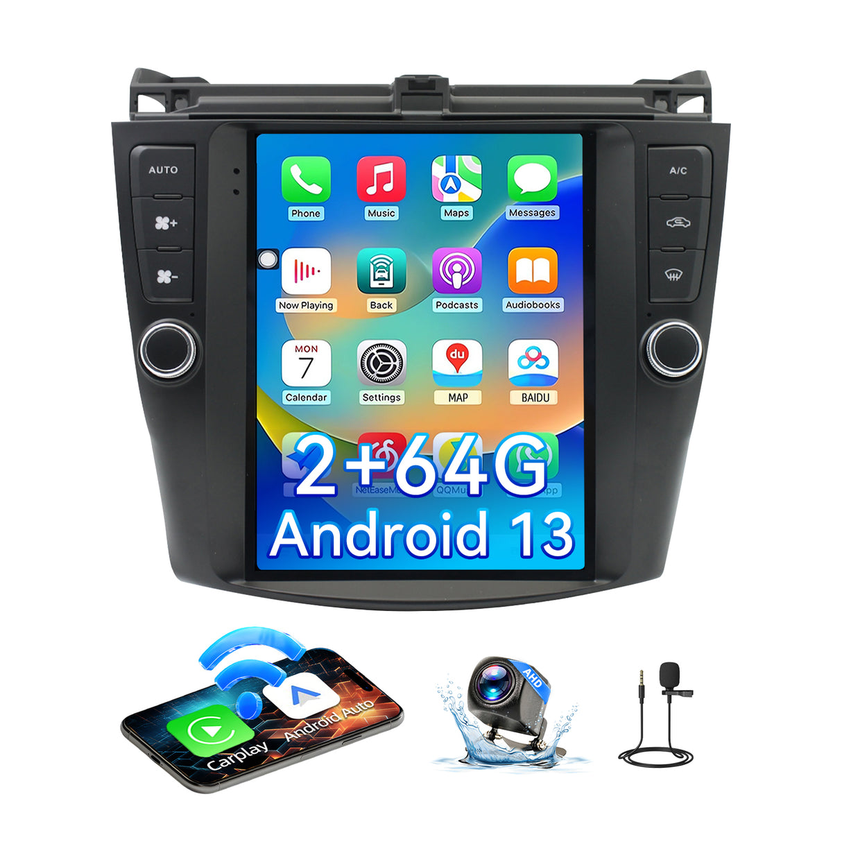 Binize Android 13 Car Stereo Head Unit Radio Wireless Carplay&Android Auto 9.7 Inch Touchscreen Radio Compatible with Honda Accord 7th 2003 2004 2005 2006 2007 Support GPS Bluetooth/FM