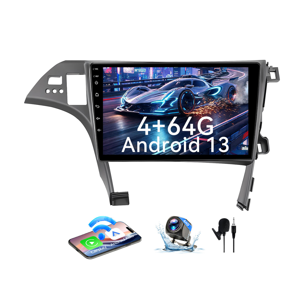 Car Stereo Radio for Toyota Prius 2010-2015 Qualcomm Chipset with Wireless CarPlay & Android Auto WiFi Bluetooth GPS FM RDS EQ SWC Upgrade 1080P Backup Camera