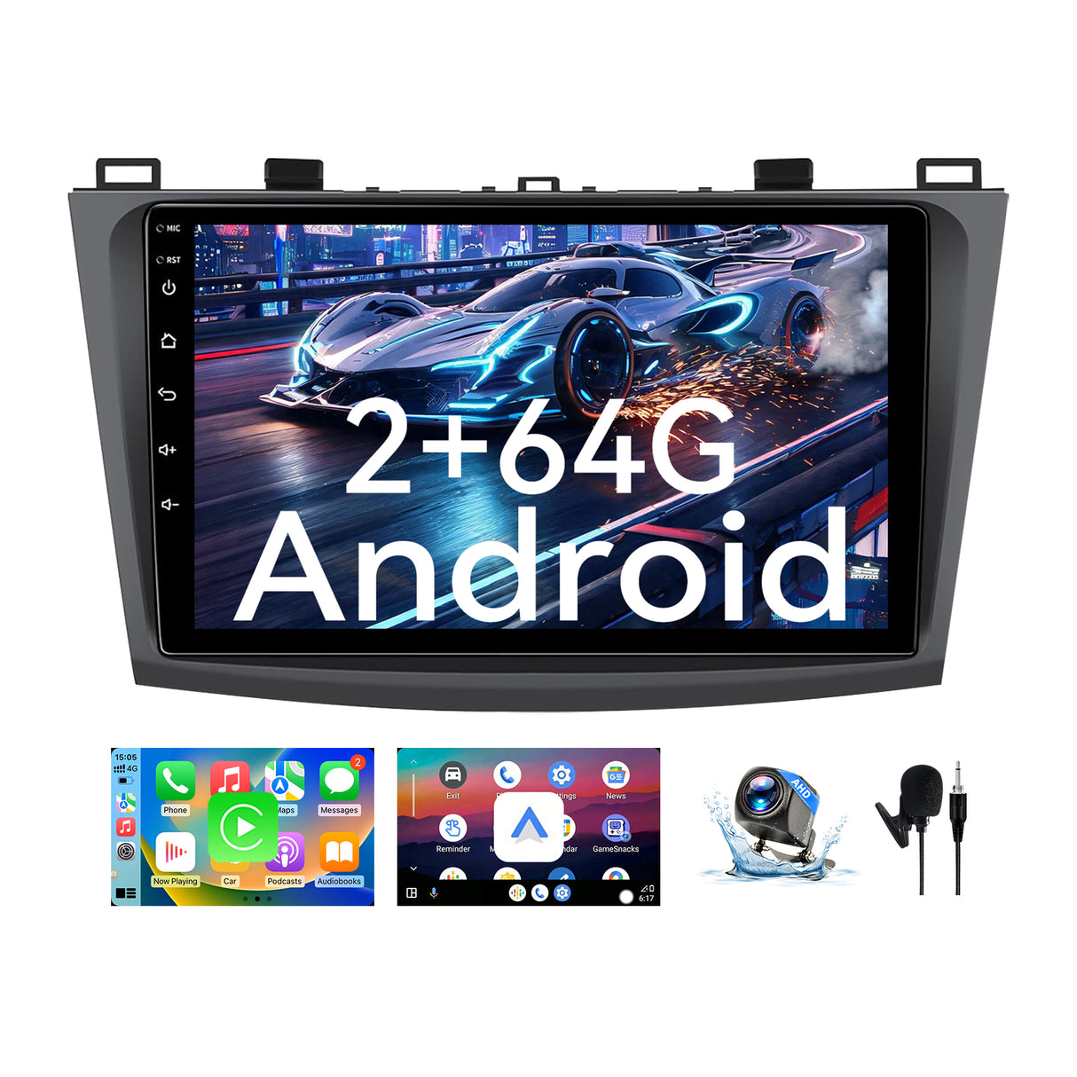 Android 13 Car Stereo Radio for Mazda 3 2010-2013 with Wireless CarPlay & Android Auto, 9-Inch Touchscreen GPS BT 5GWIFI FM SWC