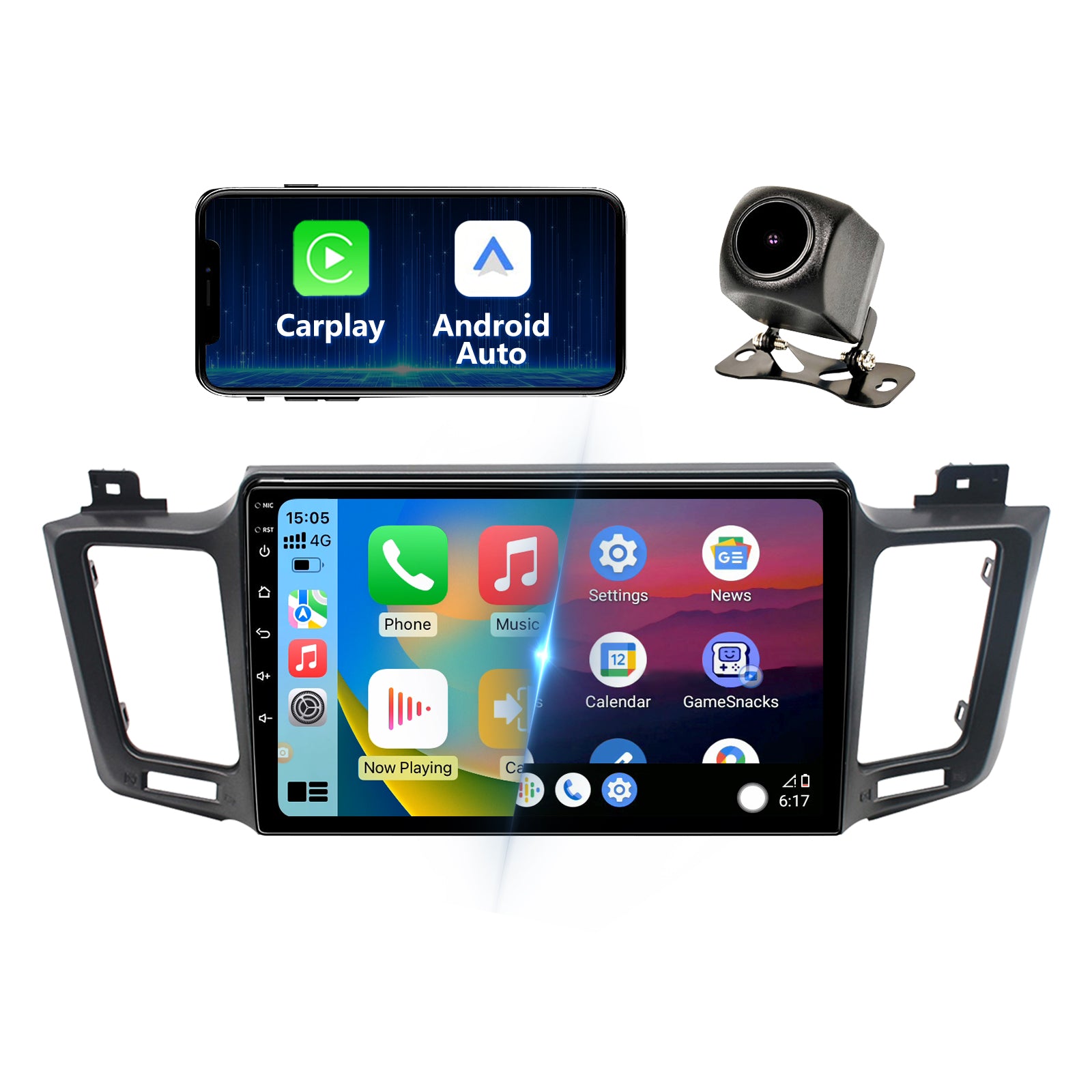 win10.rei 4台モニターシステム Wireless CarPlay Android Car Stereo for Toyota RAV4 2013-2018 – Binize