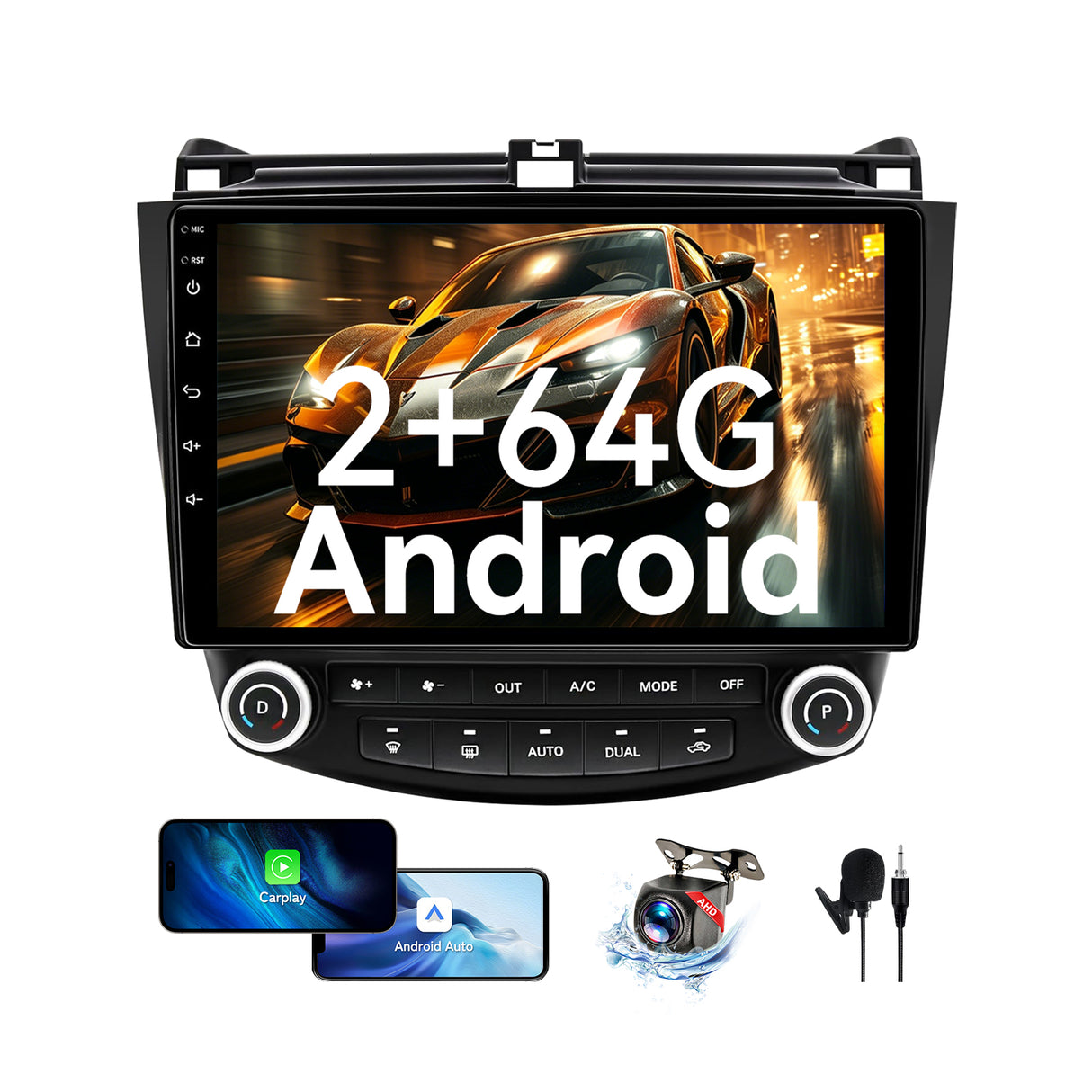 Car Stereo for Honda Accord 7th 2003-2007  Upgrade Wireless CarPlay & Android Auto AHD Backup Camera GPS SWC FM WiFi Bluetooth