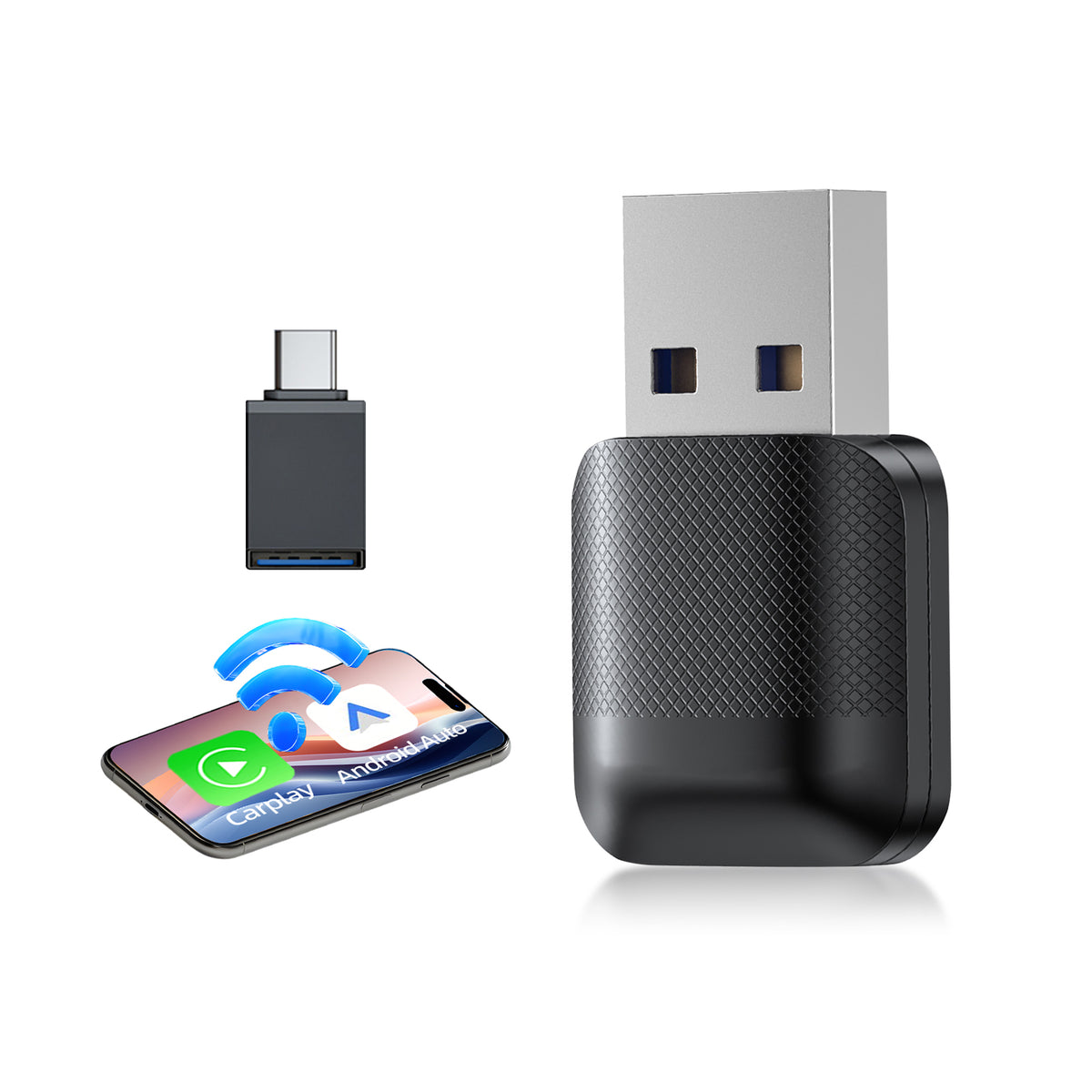 2-in-1 Wireless CarPlay Adapter / Android Auto Dongle, 5.8GHz WiFi Aut ...