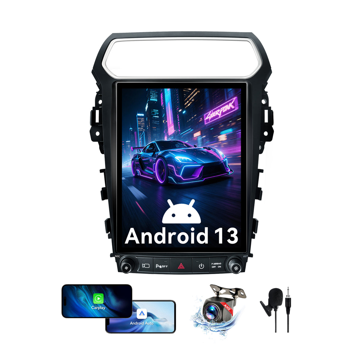 Car Stereo for Ford Explorer 2011-2019 Upgrade Wireless CarPlay & Android Auto AHD Backup Camera GPS SWC FM WiFi Bluetooth