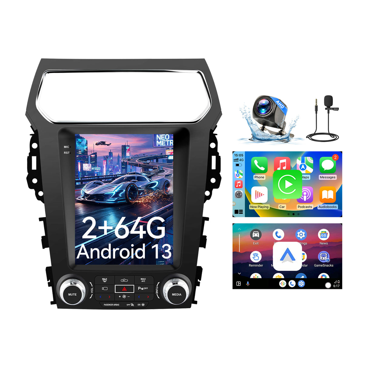 Android 13 Car Stereo Radio for Ford Explorer 2011-2019 with Wireless CarPlay & Android Auto 9.7-Inch Screen GPS WiFi Bluetooth FM SWC AHD Backup Camera