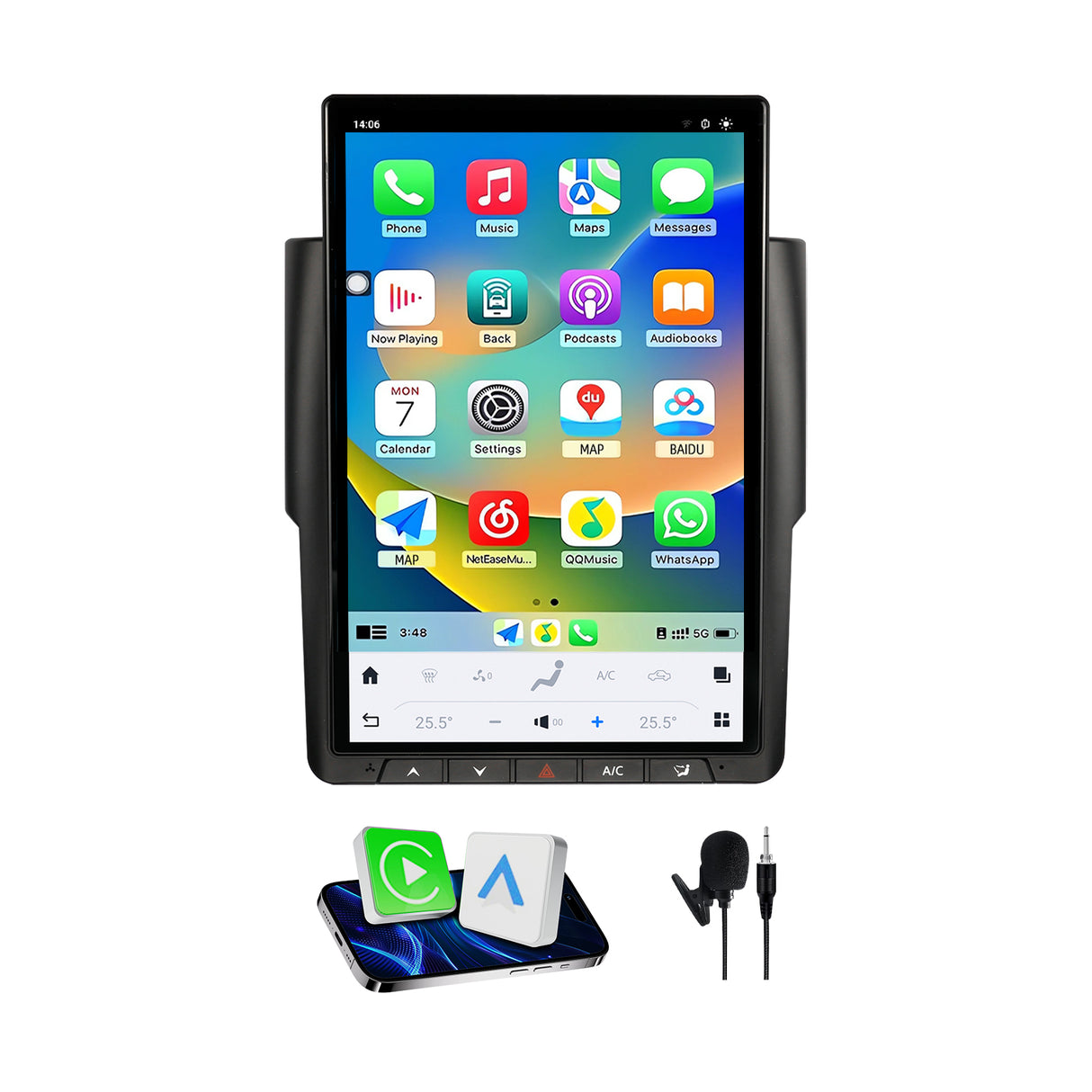 Car Stereo Radio with Android Auto Wireless Carplay for Dodge RAM 1500 2500 3500 2013-2018 Tesla Style Touch Screen Bluetooth WiFi GPS DSP AM FM Head Unit