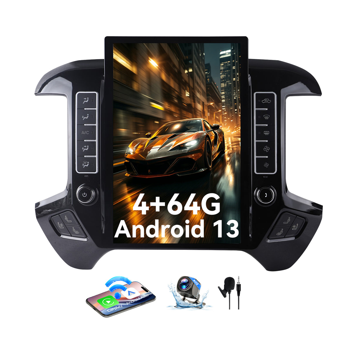 Car Stereo Radio with Android Auto Wireless Carplay for Chevrolet Silverado 2013-2019 GMC Sierra 2014-2020 Upgrade 2K Touchscreen Bluetooth WiFi GPS DSP AM FM Head Unit