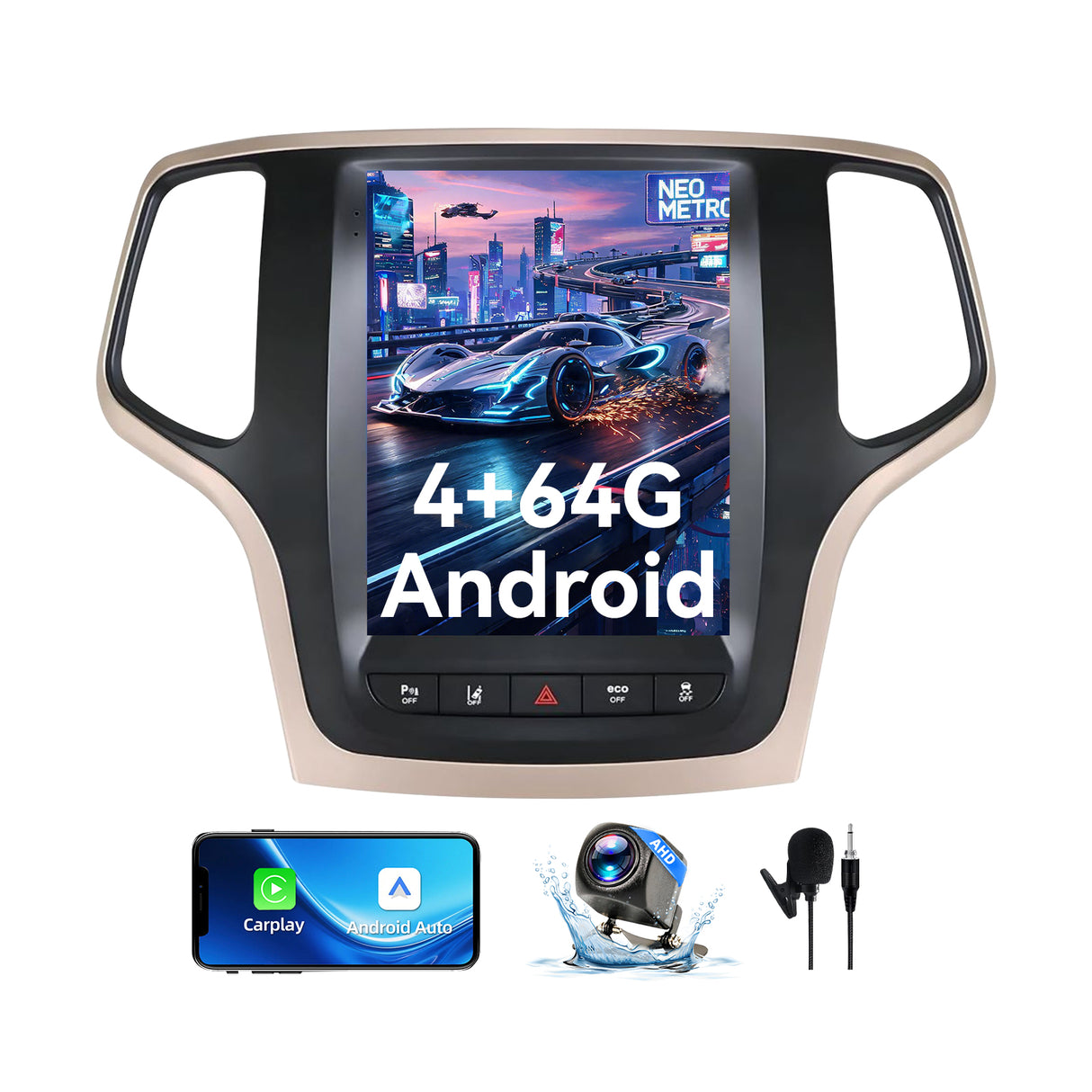 8 Core Android 13 Car Stereo Radio for Jeep Grand Cherokee 2014-2017 with Wireless CarPlay & Android Auto, 5G WiFi, Bluetooth 5.0, GPS and Backup Camera