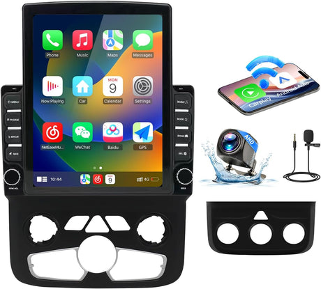 Car Radio Stereo for Dodge Ram 1500/2500/3500 2013-2018 Upgrade with Wireless Carplay&Android Auto, GPS/SWC/AHD Backup Camera/ FM WiFi Bluetooth, for Manual & Auto AC