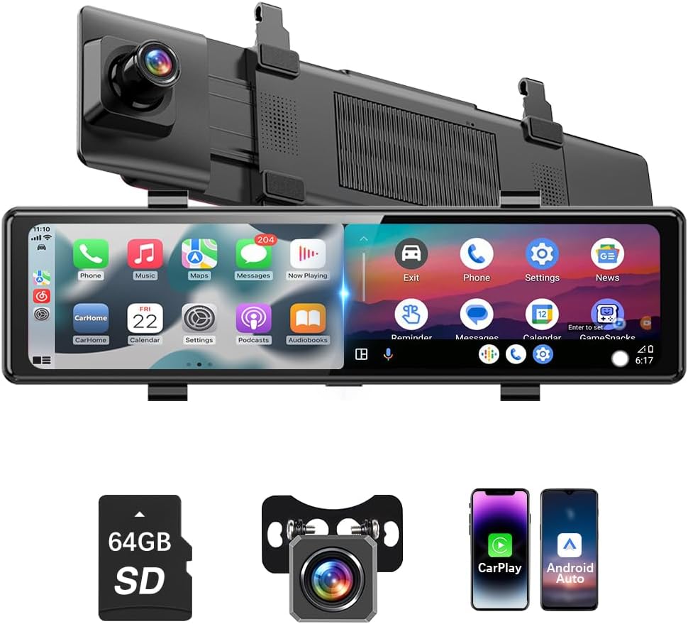 11.26 Inch CarPlay Rearview Mirror Dash Cam with 64GB SD 11.26 Inch CarPlay Rearview Mirror Dash Cam with 64GB SD