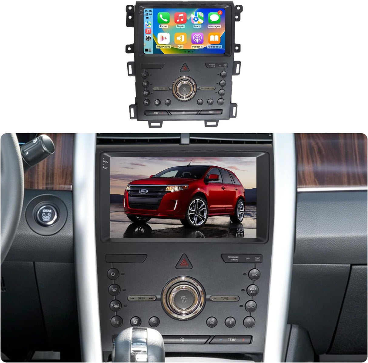Car Stereo for Ford Edge 2010 2011 2012 2013 2014 Upgrade Wireless CarPlay & Android Auto AHD Backup Camera GPS SWC FM WiFi Bluetooth