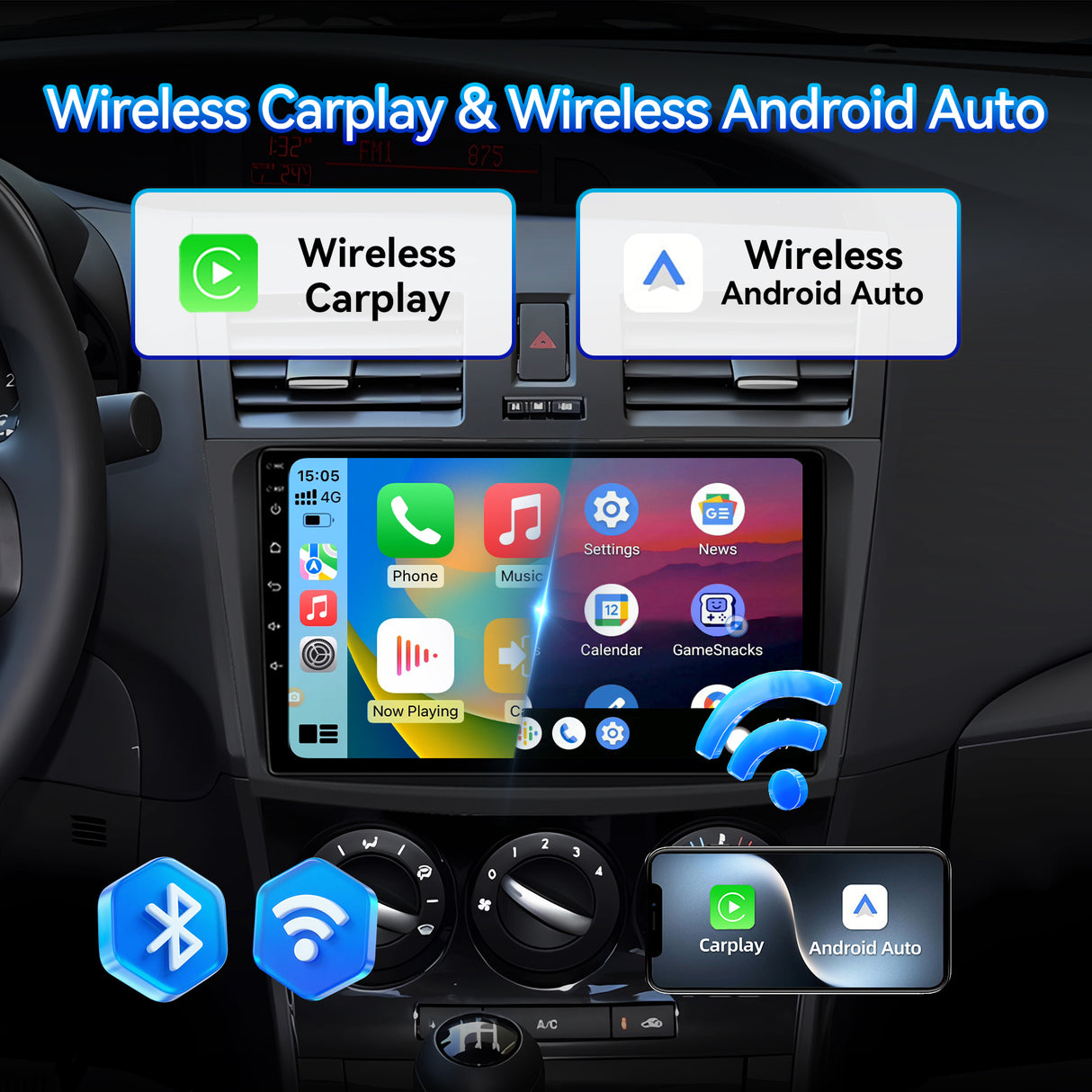 Android 13 Car Stereo Radio for Mazda 3 2010-2013 with Wireless CarPlay & Android Auto, 9-Inch Touchscreen GPS BT 5GWIFI FM SWC