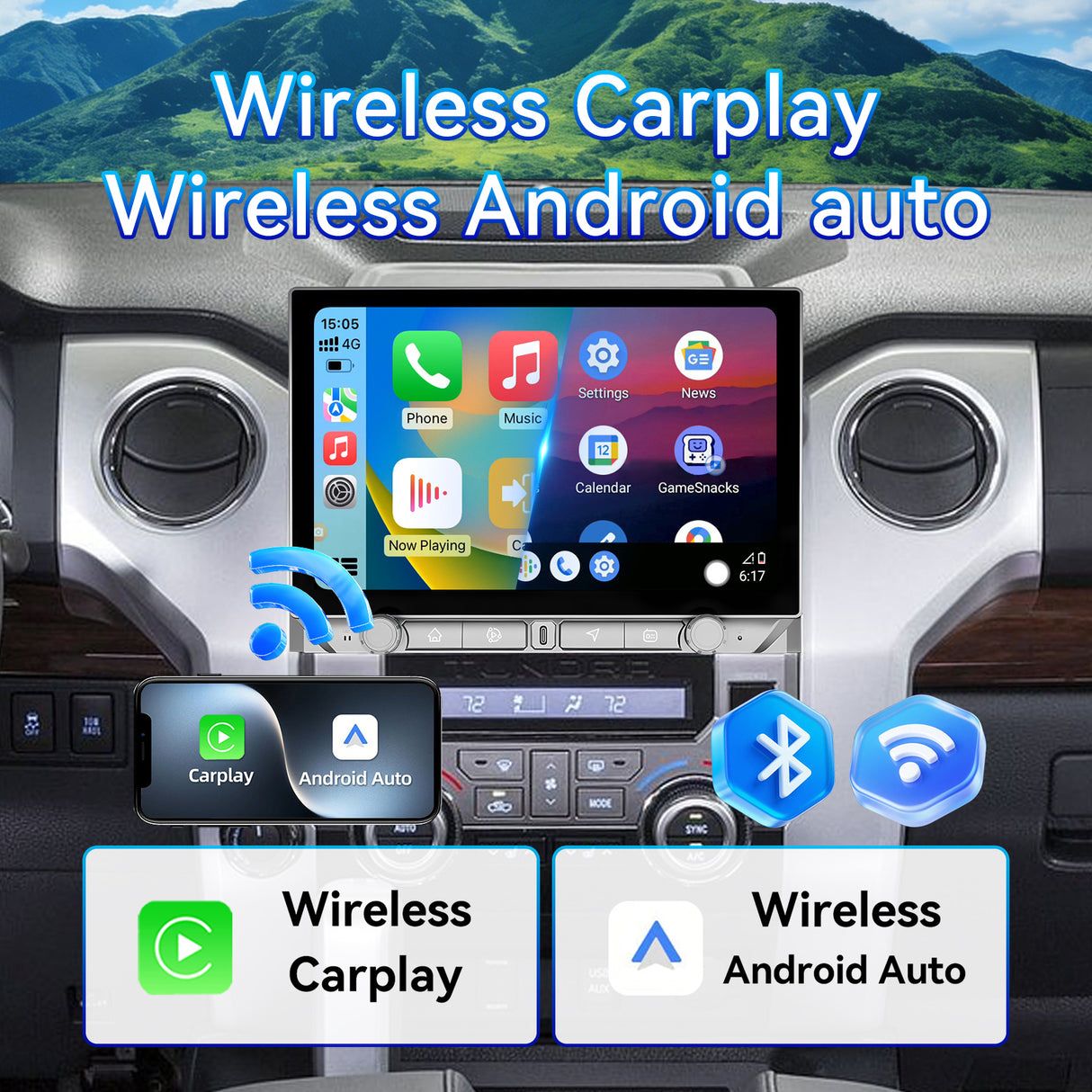 Car Stereo Radio for Toyota Tundra 2014-2021 with Wireless CarPlay & Android Auto 11.5 inch IPS Touchscreen BT FM AM DSP GPS SWC Backup Camera