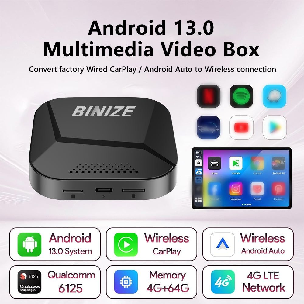 Wireless Carplay Video Streaming Box for OEM Wired CarPlay/Android