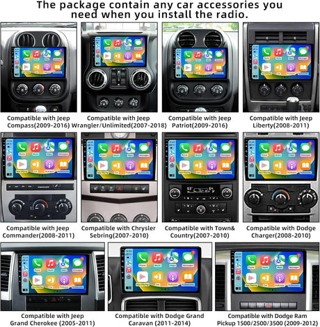 Binize Car Radio for Jeep Wrangler/Unlimited JK 2007-2018.Dodge Ram Pickup 1500/2500/3500 2009-2012