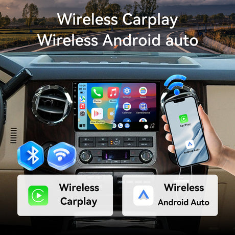 Car Stereo Radio for Ford F150 2004-2008 & F250/F350 2006-2016 with Wireless CarPlay & Android Auto 10.1-Inch IPS Touchscreen GPS WIFI SWC Backup Camera