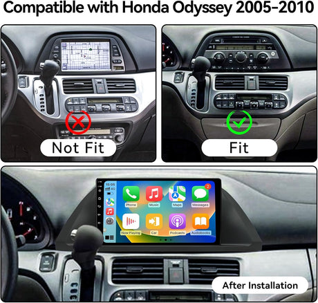 Car Stereo for Honda Odyssey 2005-2010 Supports Wireless Carplay Android Auto  Bluetooth, WiFi, USB, Backup Camera