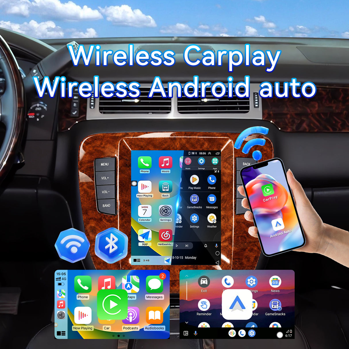 Car Stereo Radio for Chevy Silverado Tahoe Suburban 2007-2013 with Wireless CarPlay & Android Auto Tesla‑style Vertical Screen 5G WiFi GPS Navigation 1080P Camera