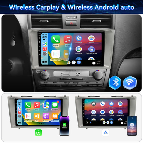 Car Stereo Radio for Toyota Camry 2007-2011 with Wireless CarPlay & Android Auto 9 inch Touchscreen GPS FM RDS Bluetooth Backup Camera