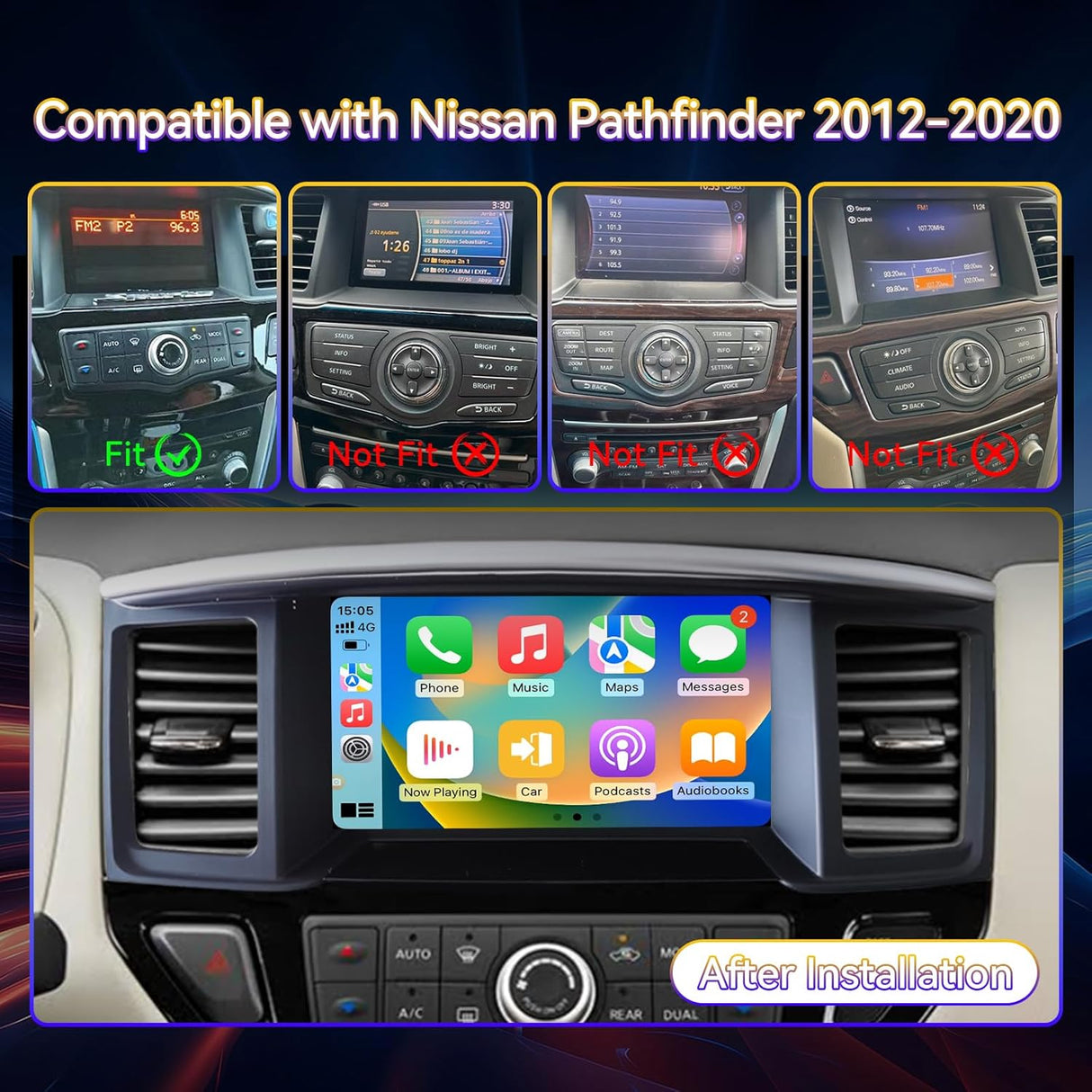 Android 14 Car Stereo for Nissan Pathfinder 2012-2020 Upgrade Wireless CarPlay & Android Auto AHD Backup Camera GPS SWC FM WiFi Bluetooth
