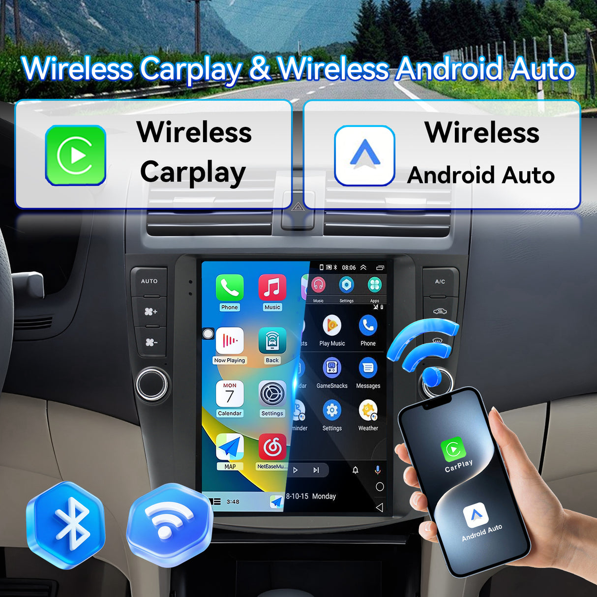 Binize Android 13 Car Stereo Head Unit Radio Wireless Carplay&Android Auto 9.7 Inch Touchscreen Radio Compatible with Honda Accord 7th 2003 2004 2005 2006 2007 Support GPS Bluetooth/FM
