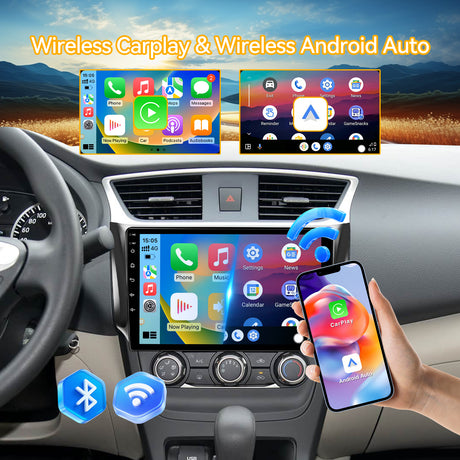 Car Stereo for Nissan Sentra 2013-2017 Upgrade Wireless CarPlay & Android Auto AHD Backup Camera GPS SWC FM WiFi Bluetooth