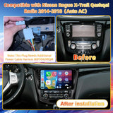 Car Radio Stereo for Nissan X-Trail Qashqai Rogue 2014-2018, Touchscreen with Wireless CarPlay & Android Auto, WiFi, GPS, FM RDS, Backup Camera, SWC, (Auto AC)