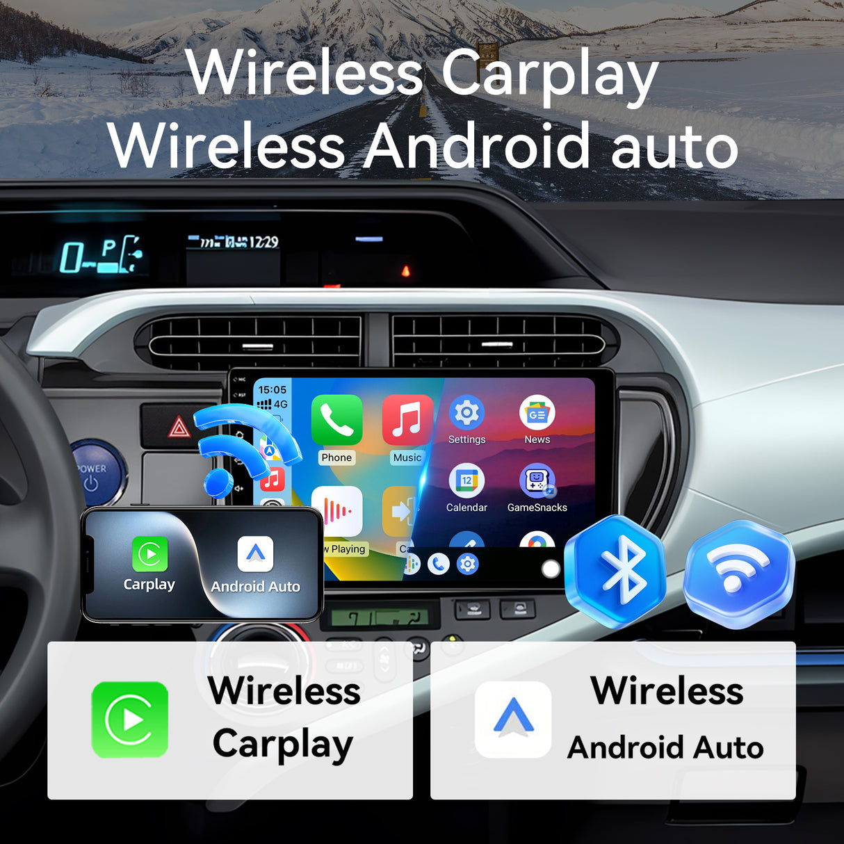 Car Stereo for Toyota Prius C Aqua 2012-2017 Support Wireless CarPlay Android Auto Navigation