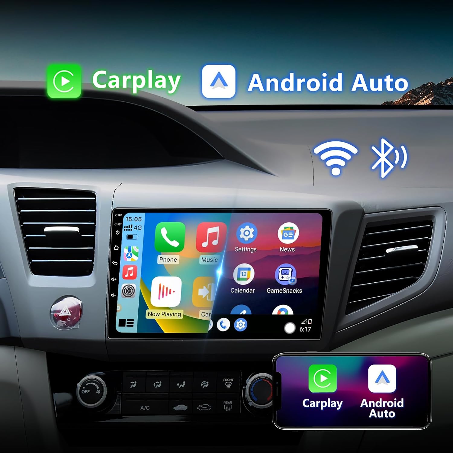 Android 13 Car Stereo for Honda Civic 2012-2015 with Wireless
