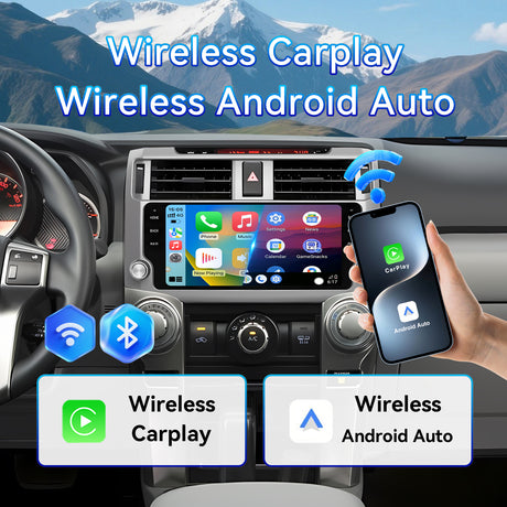 Car Stereo Radio for Toyota 4Runner 2009-2019 with wireless CarPlay and Android Auto GPS  / WiFi / SWC / Mirror Link / Bluetooth and AHD Backup Camera