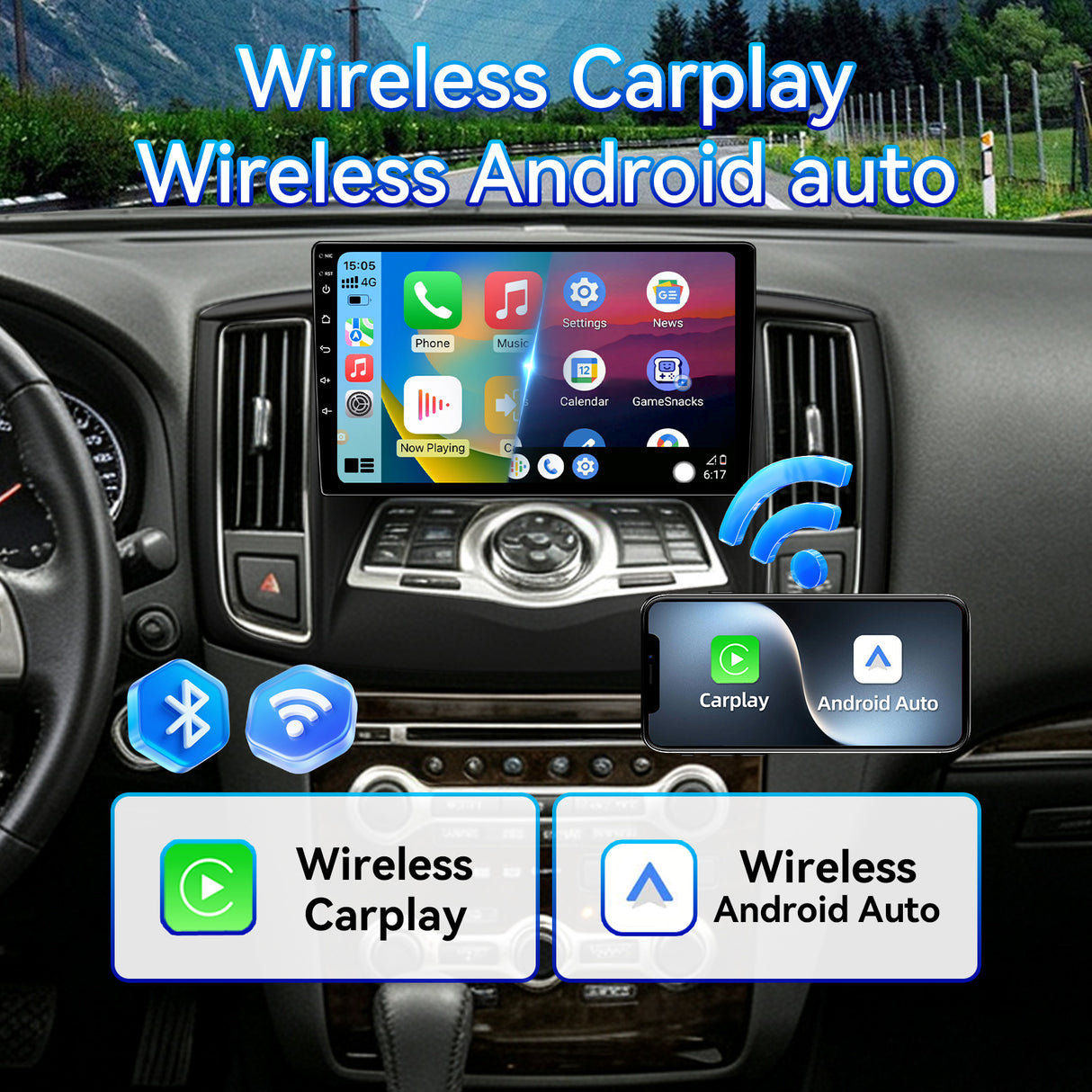 Car Stereo Radio for Nissan Maxima 2009-2014 with Wireless CarPlay & Android Auto GPS Bluetooth SWC WiFi 5G DSP RDS FM Camera