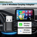 2-in-1 Wireless CarPlay Adapter / Android Auto Dongle, 5.8GHz WiFi Auto Connection, Compatible with iOS12+ & Android11+