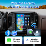 8Core 4+64GB Car Stereo Radio for Chevrolet Silverado GMC Sierra 2014-2018 with Wireless CarPlay & Android Auto 12.1'' T-Style Touchscreen BT5.0 GPS 5Ghz WIFI DSP 32EQ FM 1080P Backup Camera