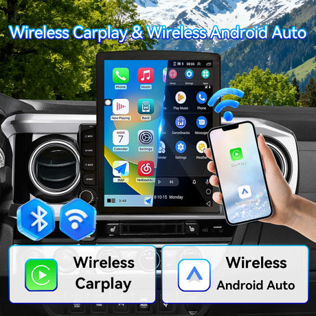 Car Stereo Radio for Toyota Tacoma 2016-2023 with Wireless CarPlay & Android Auto GPS SWC 1080p Backup Camera