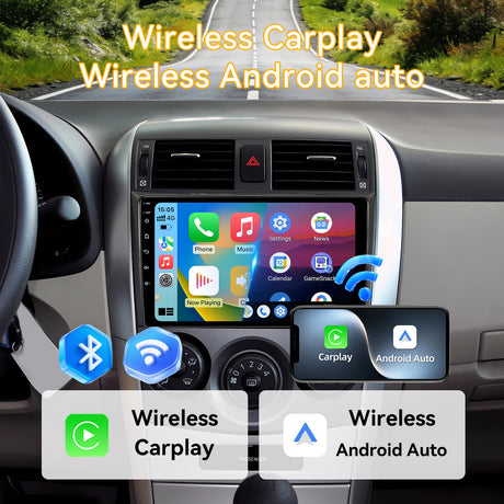 Car Stereo for Toyota Corolla 2006-2012 Upgrade Wireless CarPlay & Android Auto AHD Backup Camera GPS SWC FM WiFi Bluetooth