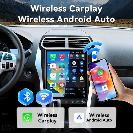 Car Stereo for Ford Explorer 2011-2019 Upgrade Wireless CarPlay & Android Auto AHD Backup Camera GPS SWC FM WiFi Bluetooth