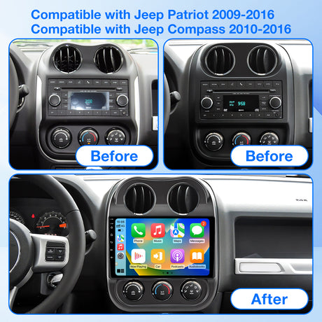 Binize Android 13 Car Stereo Compatible with Jeep Compass/Patriot 2010-2016 Carplay Android Auto 10.1 Inch Touch Screen Bluetooth Car Radio with GPS,FM,Support Backup Camera
