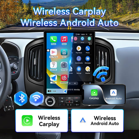 Car Stereo Radio for Chevrolet Colorado 2015-2018 with Wireless CarPlay & Android Auto, T-Style 12.1" Touchscreen, 8 Core 4+64GB, Mirror Link WiFi Bluetooth FM DSP SWC Backup Camera