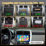 Car Stereo for Toyota Corolla 2006-2012 Upgrade Wireless CarPlay & Android Auto AHD Backup Camera GPS SWC FM WiFi Bluetooth