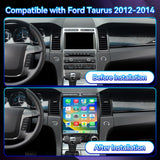 Car Stereo Radio for Ford Taurus 2012-2014 with Wireless CarPlay & Android Auto Qualcomm 8‑Core Chip 12.1-Inch Touchscreen Head Unit Bluetooth GPS WiFi SWC FM