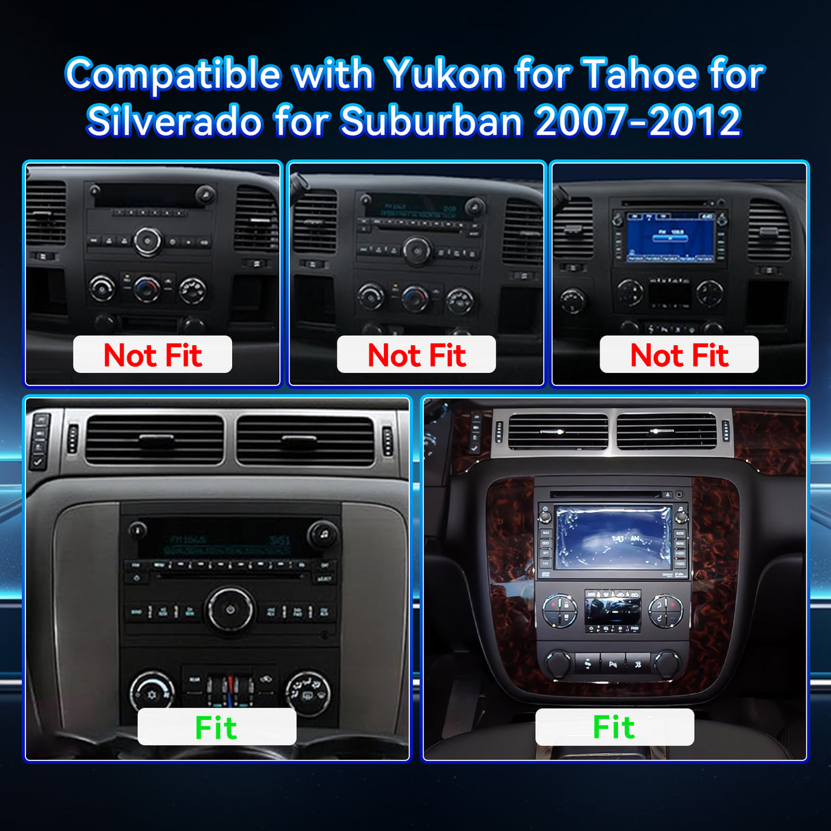 Car Stereo Radio for GMC Yukon Sierra Chevy Tahoe Suburban Silverado 2007-2012 with Wireless CarPlay & Android Auto 1080P Backup Camera GPS Navigation FM Bluetooth SWC WiFi