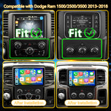 Car Radio Stereo for Dodge Ram 1500/2500/3500 2013-2018 Upgrade with Wireless Carplay&Android Auto, GPS/SWC/AHD Backup Camera/ FM WiFi Bluetooth, for Manual & Auto AC