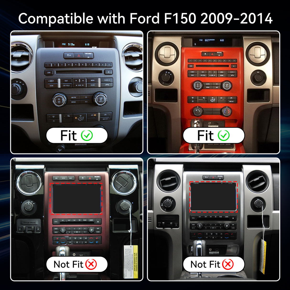 Android 13 Car Radio Compatible with Ford F150 2009 2010 2011 2012 Manual AC Upgrade, Car Stereo Replacement Wireless CarPlay & Android Auto