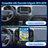 Car Stereo Radio for Chevrolet Colorado 2015-2018 with Wireless CarPlay & Android Auto, T-Style 12.1" Touchscreen, 8 Core 4+64GB, Mirror Link WiFi Bluetooth FM DSP SWC Backup Camera